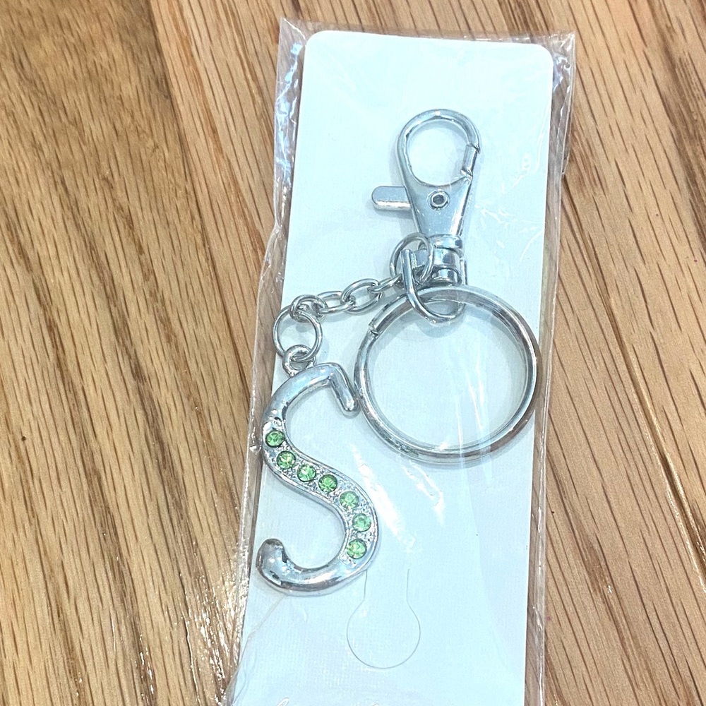 Michaels Rhinestone letter S Green keychain